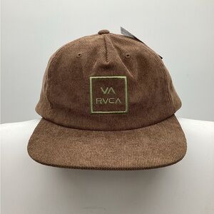 RVCA Brown Corduroy Hat with Green Logo NWT